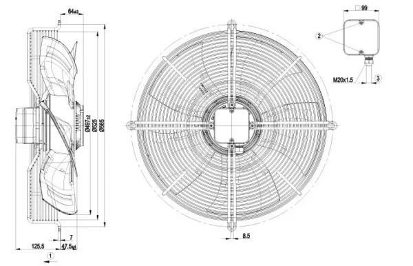 Condenser, A4D500-AM03-01, 500mm, 400V, 550W - view 3