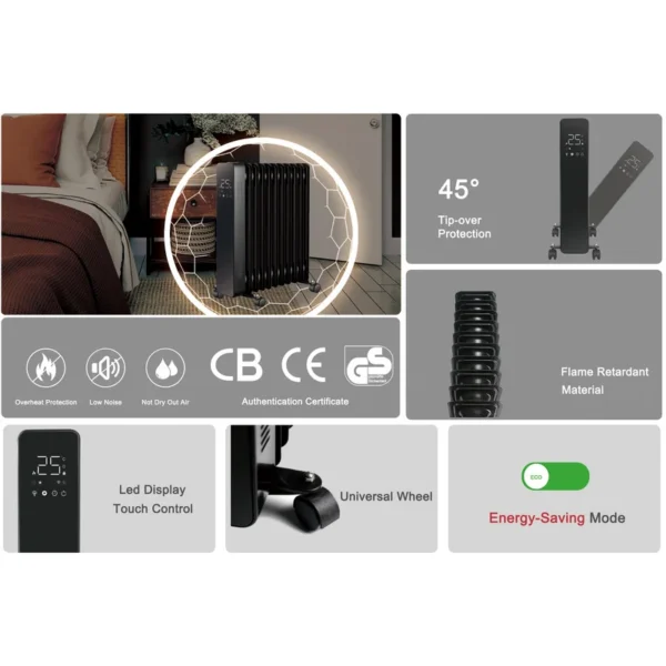 Control Electric Heater, 220V-240V/2500W, WIFI, APP - view 2