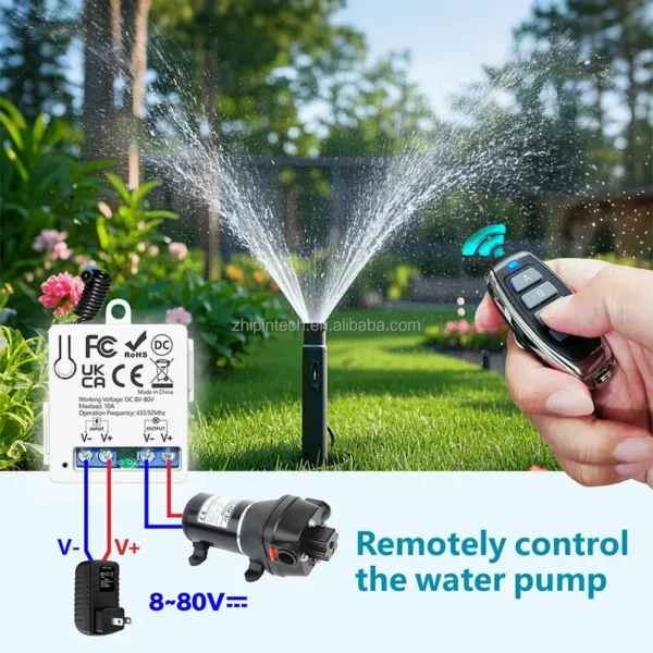 Control Light Switch Pump, 433Mhz, 8V-80V, 10A, Wall - view 5