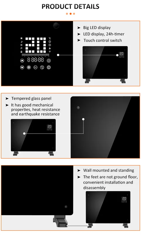 Convection Convector Glass Panel, LED, Wall - view 4