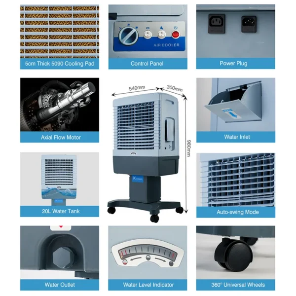 Cooling Air Cooler, Plastic, Portable, Solar - view 5