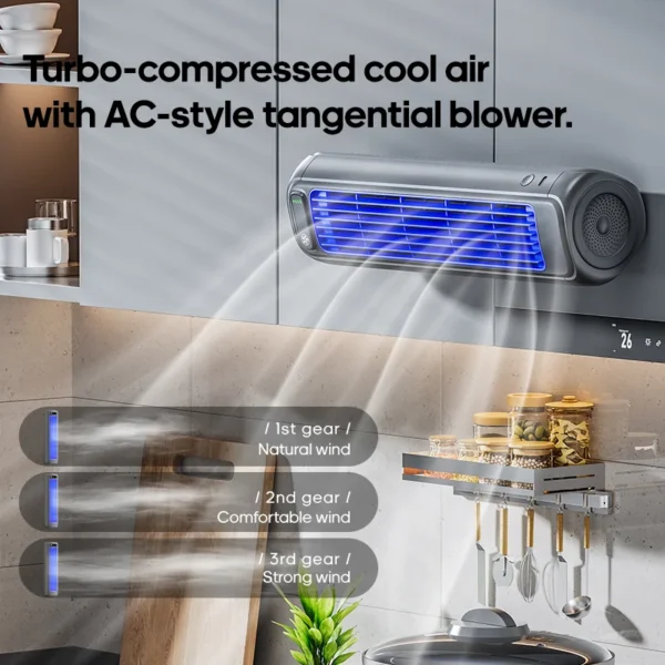 Cooling Desktop Fan, 2000mAh, Portable, Wall - view 3