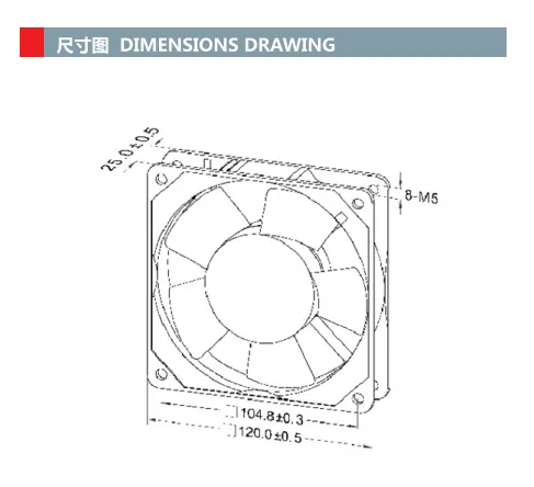 Cooling Fan, 115V, 230V, 120x120x25Mm, 12x12 - view 5