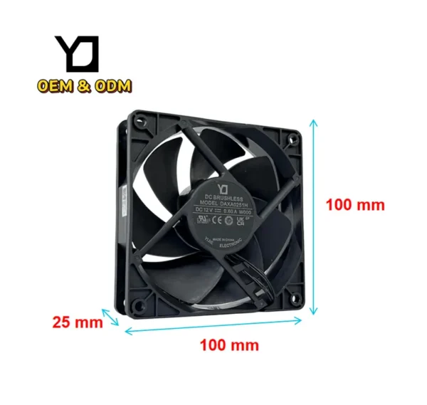 Cooling Fan, 12V, 100x100x25mm, Brushless, Axial