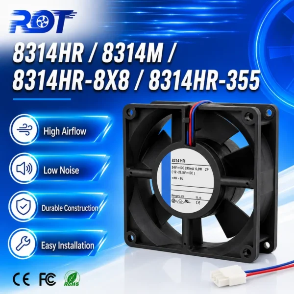Cooling Fan, Brushless, 8314HR-355, 6W, 24V
