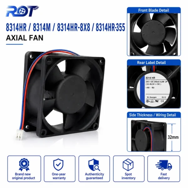 Cooling Fan, Brushless, 8314HR-355, 6W, 24V - view 3