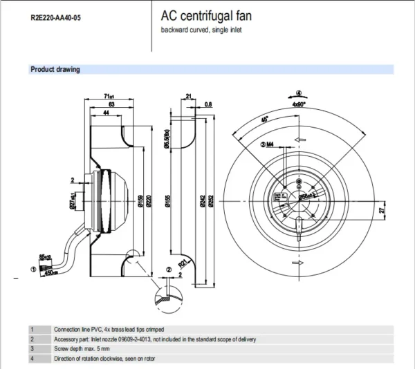 Cooling Fan, TYP, R2E250-AS50-39, M2E068-EC, R2E250-AS53-23 - view 3