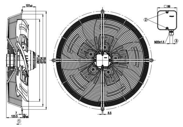 Cooling Tower, S4D630-CD01-01, 630mm, IP54, 400V - view 3