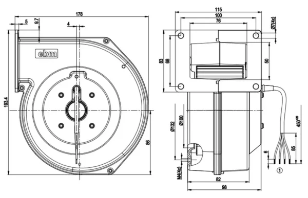 Cooling Ventilation Radial Blower, 230V, 83W, 0.37A - view 3