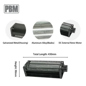 Cross Flow Blower, Brushless, 30mm/40mm/60mm, Aluminium, 12VDC