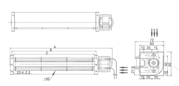 Cross Flow Fan, 12V, 24V - view 3