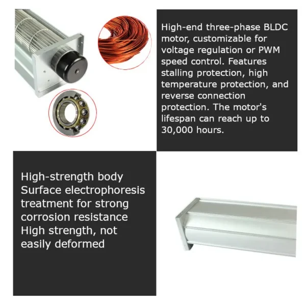 Cross Flow Fan, 24V, 80mm, Aluminum - view 5