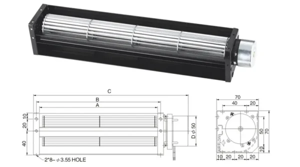 Cross Flow Fan, 50290, 50x, 290mm, Aluminum - view 3