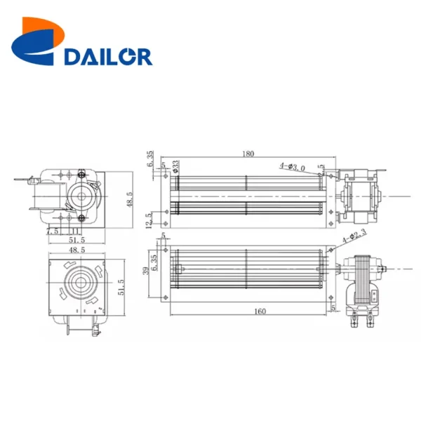 Cross Flow Fan, 900mm, 220V, 115V, Tangential - view 4