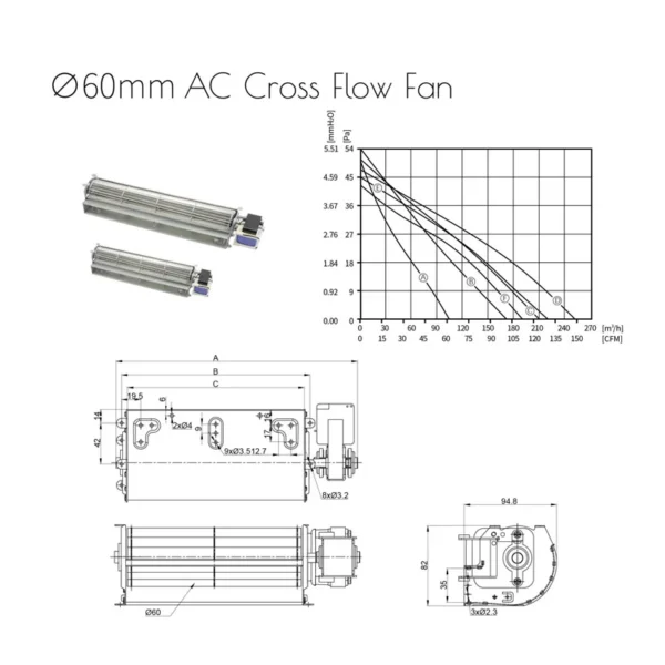 Cross Flow Fan, Aluminum, 230V, Tangential - view 2