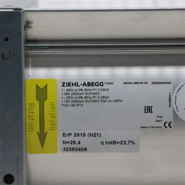 Cross Flow Fan, QR08A-2EM.50.CH, 230V, 240W, 500mm - view 5