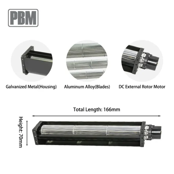 Cross Flow Fan, Tangential, 12V, 24V, Aluminum - view 3
