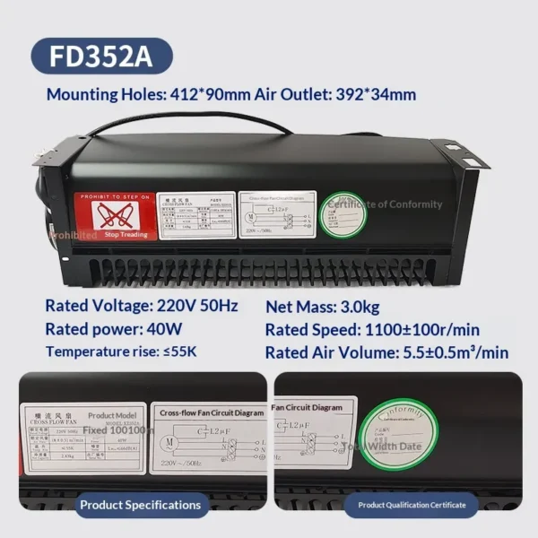 Cross Flow Fan, XZ422A/XZ352A, Metal - view 5