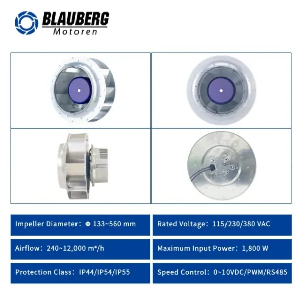 Curve Centrifugal Duct Fan, 450mm, Plastic, IP55, 2-Year - view 3