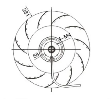 Curved Centrifugal Cooling Fan, TD28050-PB, 24V, 48V, 2200RPM - view 4