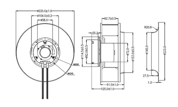 Curved Centrifugal Duct Fan, 250mm, 2800rpm - view 5