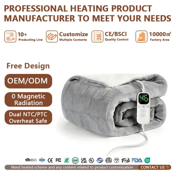 Custom Electric Throw Blanket, 100-240V, AC 110V-240V, Us Plug