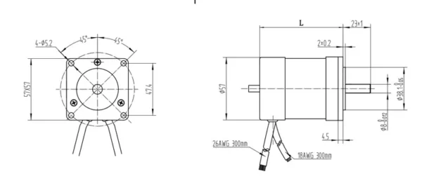 Dc Brushless Motors, BLDC, 57mm, 24V, 36V - view 3