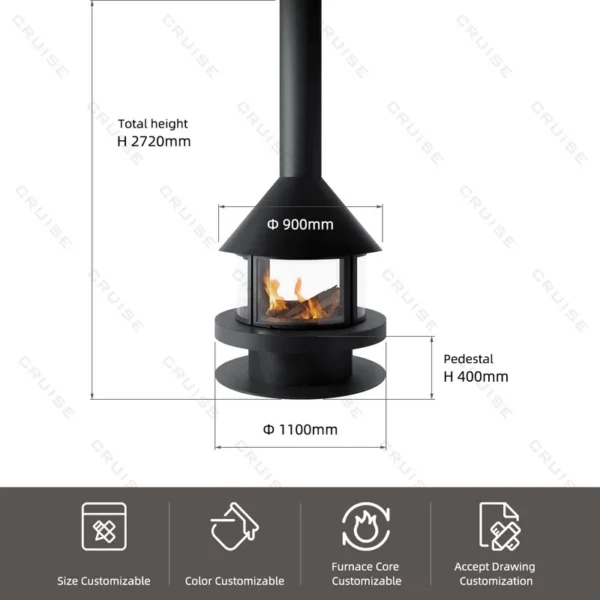 Design Indoor Hanging Fireplace, CRUISE, 900mm - view 4