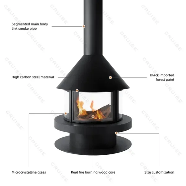 Design Indoor Hanging Fireplace, CRUISE, 900mm - view 5