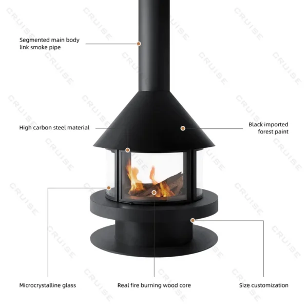 Design Indoor Hanging Fireplace, CRUISE, 900mm - view 5
