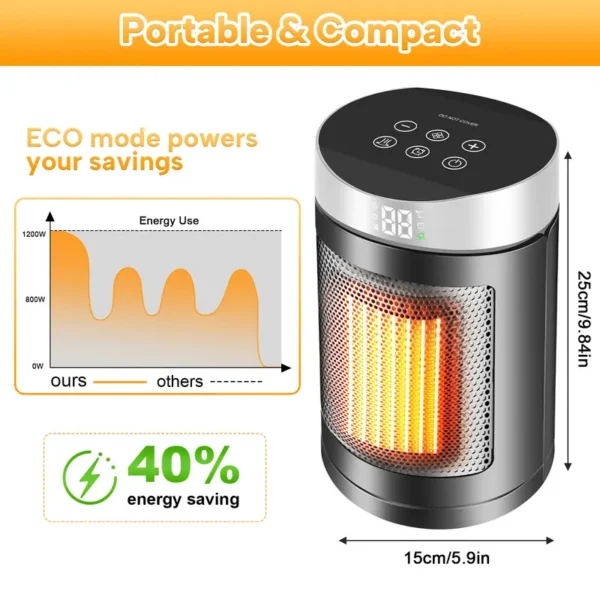 Desktop Electric Heater, PTC, Plastic - view 4