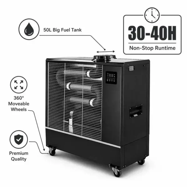 Diesel Infrared Heater, Portable, 220 V, 15KW(20.12hp)