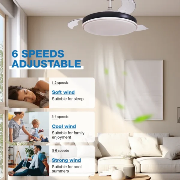 Direct Retractable Ceiling Fan, 3CCT, BLDC - view 2