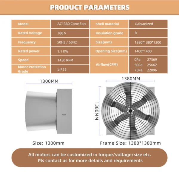 Drive Cone Ventilation Fan, 1380mm, 1.1KW - view 6