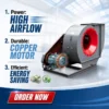 Driven Centrifugal Duct Fan, 380V, Steel - view 6