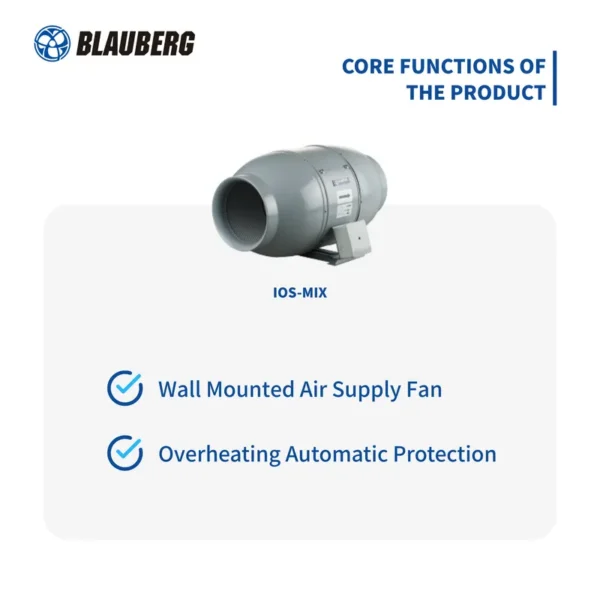 Duct Air Supply Fan, BLAUBERG, Ceiling, ISO-MIX, 100 - view 2