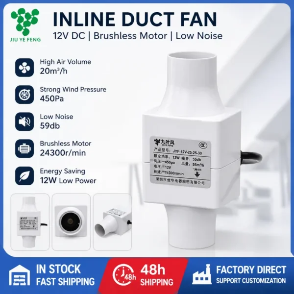 Duct Axial Fan, 12V, Plastic, 3D