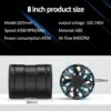 Duct Axial Fan, 8", AC 100V~240V, Electric