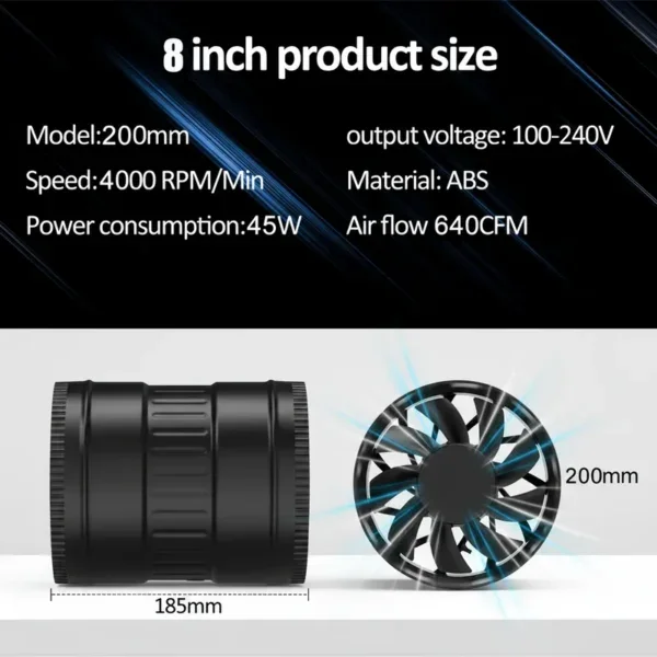 Duct Axial Fan, 8", AC 100V~240V, Electric