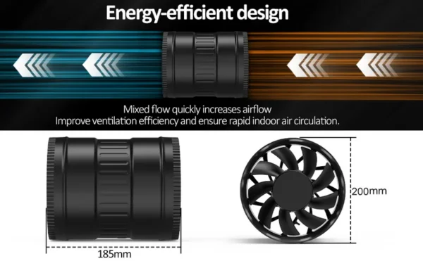 Duct Axial Fan, 8", Plastic - view 3