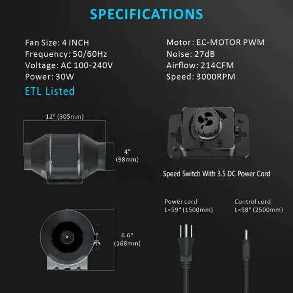 Duct Fan, 100mm, 363 - view 2