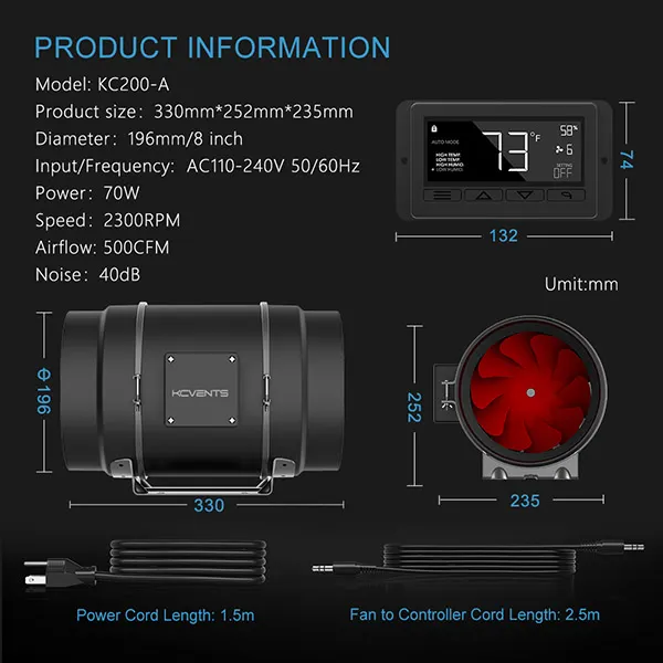 Duct Fan, 110 V, Plastic - view 3