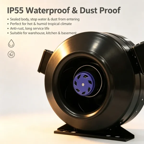 Duct Fan, 220V, Centrifugal, Plastic - view 3