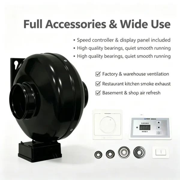 Duct Fan, 220V, Centrifugal, Plastic - view 5