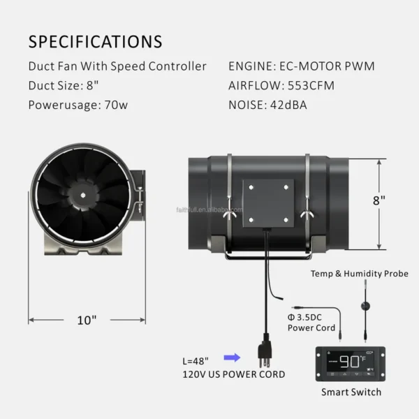 Duct Fan, 553, CFM - view 2