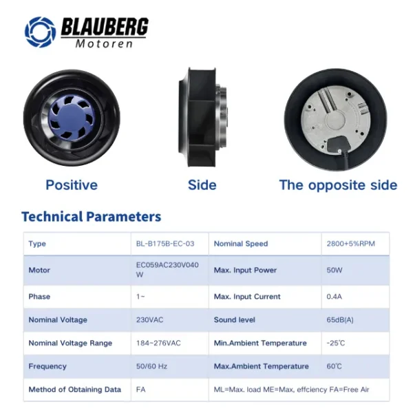 Duct Fan, BLAUBERG, 175mm, 230V, PWM - view 2