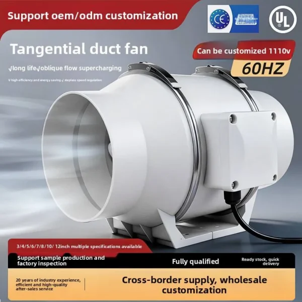 Duct Fan, HVAC, 4"-12", Plastic, 220V - view 3