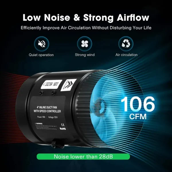 Duct Fan, SIWEIJIA, 4", Fan-106, CFM - view 5