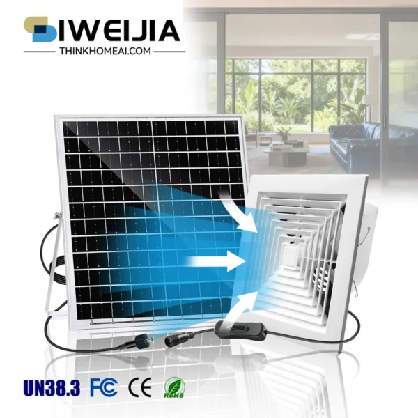 Duct Fan, Waterproof, Axial, Solar, Ceiling - view 2