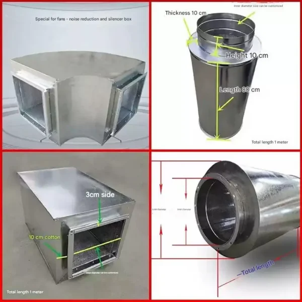 Duct Silencer with Fan, Stainless, Steel, 3kg - view 5